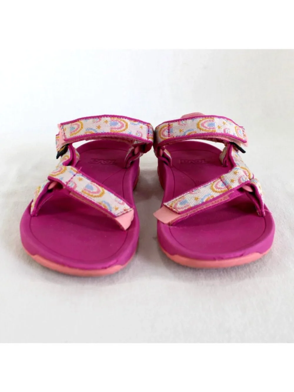 Teva Hurricane XLT 2 Sport Sandals Girls Size 1 Pink Rainbows Strappy Shoes
